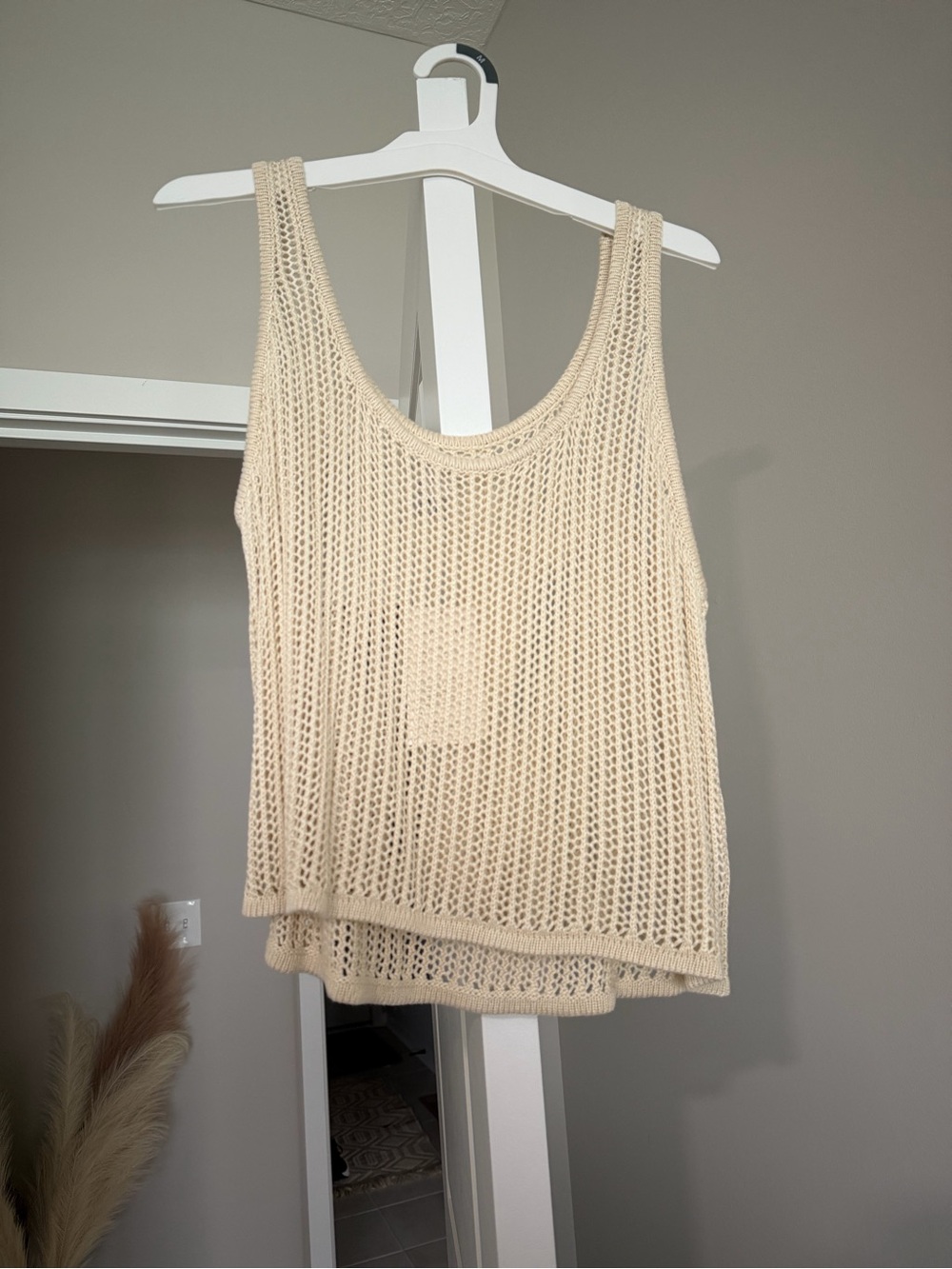 a new day Cream Crochet Tank Top